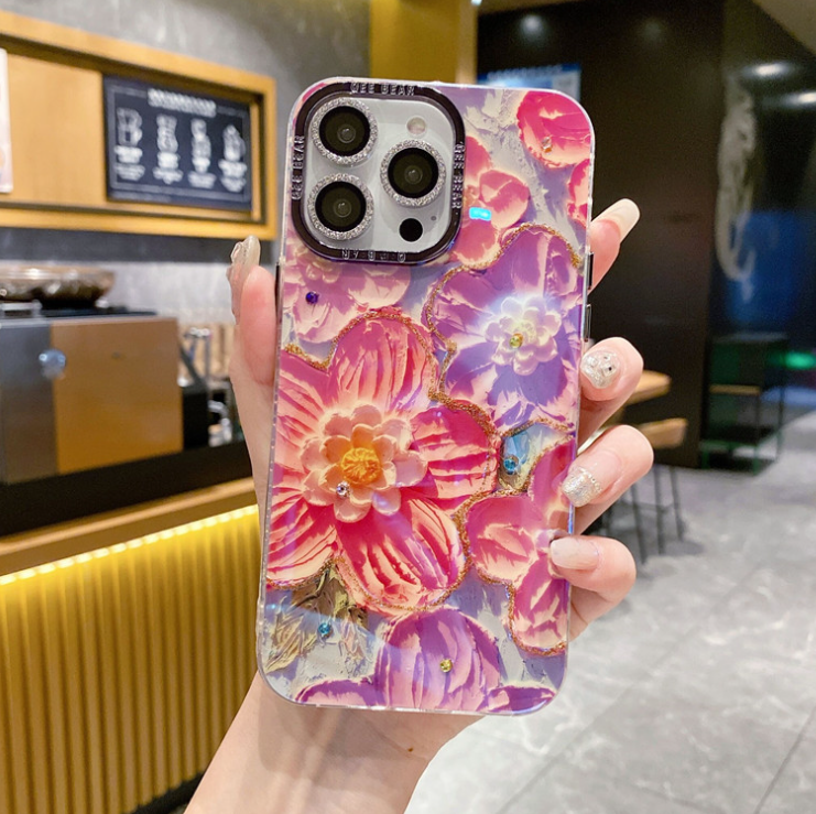 Rainbow Flower Sea Oil Painting Phone Case Compatible for iPhone