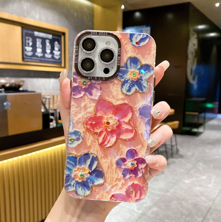 Rainbow Flower Sea Oil Painting Phone Case Compatible for iPhone