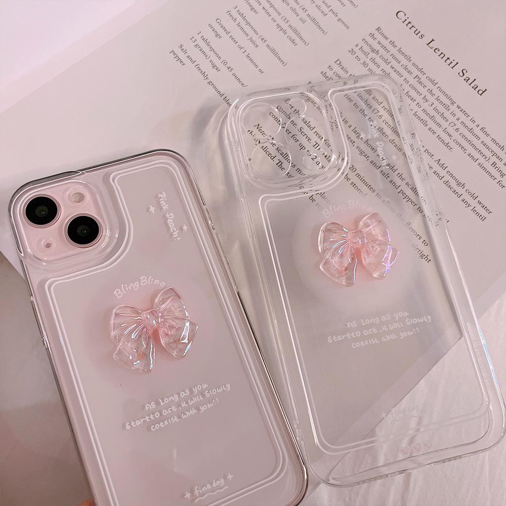 Stereoscopic Crystal Bowknot Silicone Phone Case Compatible for iPhone