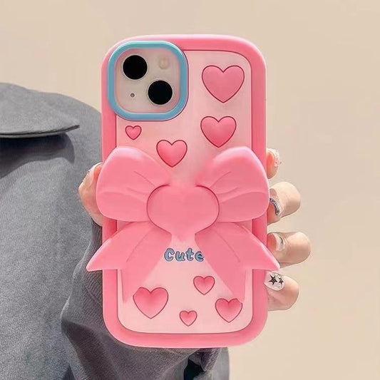 Love Bow Bracket Phone Case Compatible for iPhone