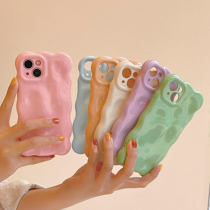 Solid Color Wave Bubble Phone Case Compatible for iPhone