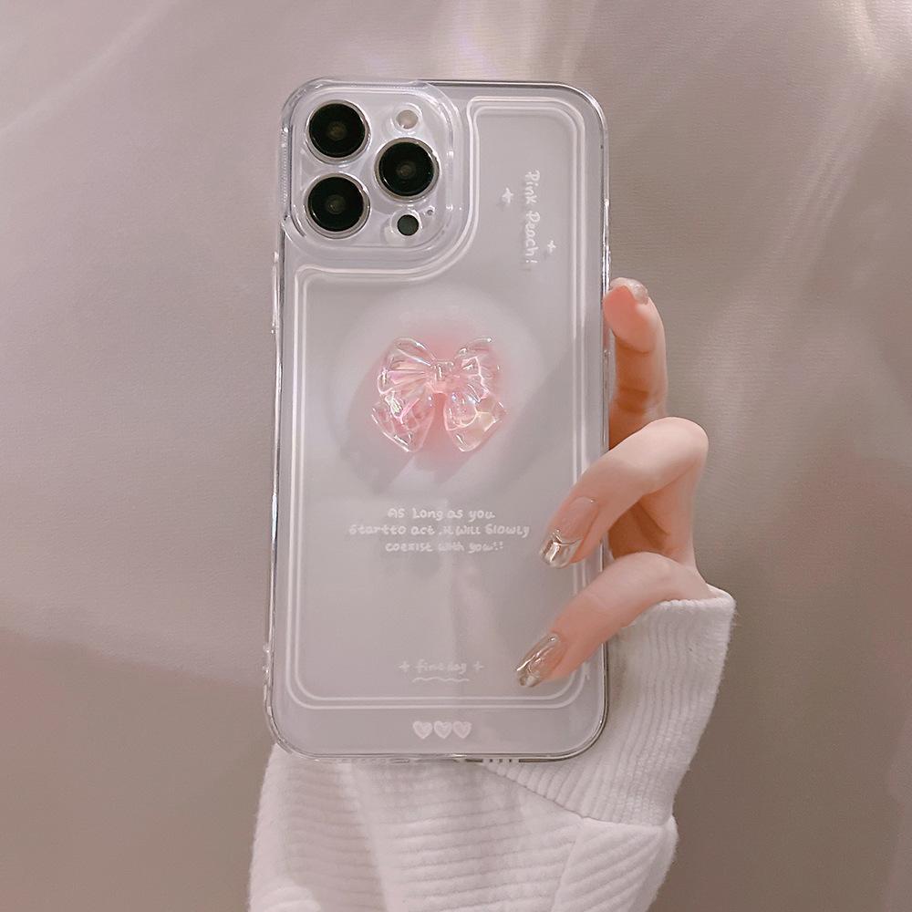 Stereoscopic Crystal Bowknot Silicone Phone Case Compatible for iPhone