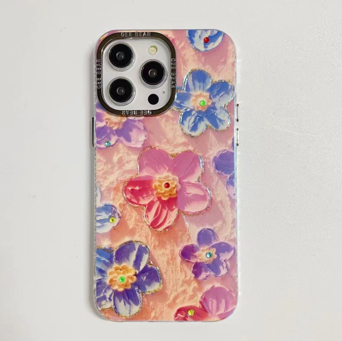 Rainbow Flower Sea Oil Painting Phone Case Compatible for iPhone