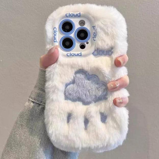 Cute Cloud Embroidered Plush Fall Protection Cover Compatible for iPhone