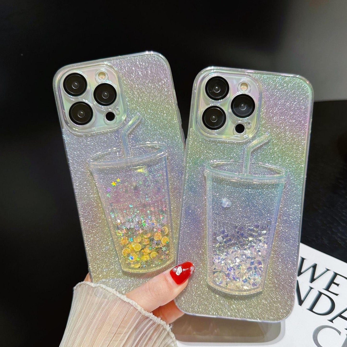 3D Bling Sparkle Plating Juice Bottle Phone Case