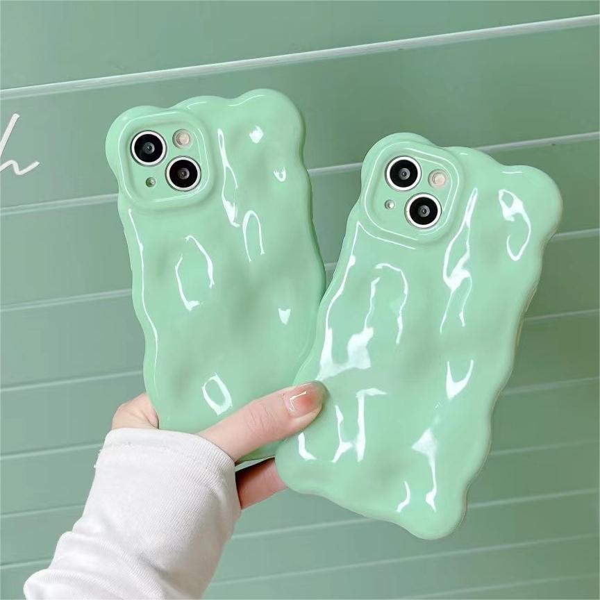 Solid Color Wave Bubble Phone Case Compatible for iPhone