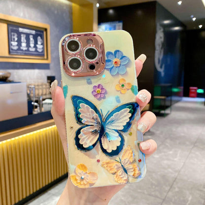 Blue Butterfly Flower Phone Case Compatible for iPhone