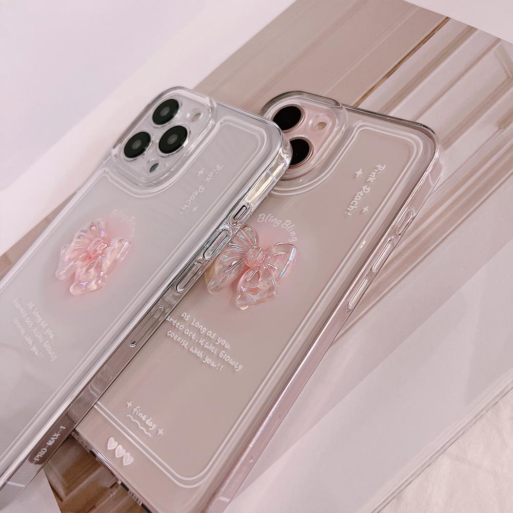 Stereoscopic Crystal Bowknot Silicone Phone Case Compatible for iPhone