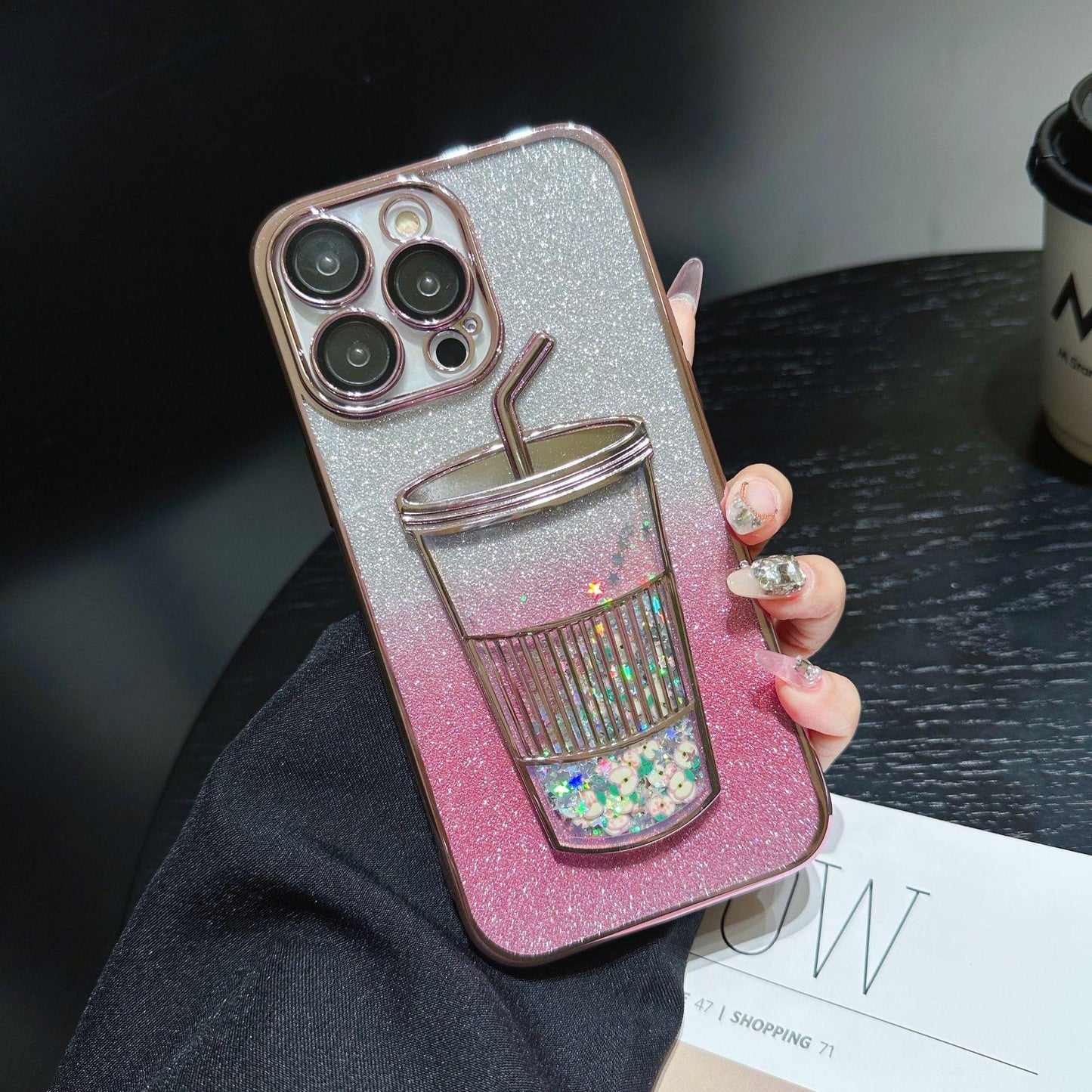 3D Bling Sparkle Plating Juice Bottle Phone Case