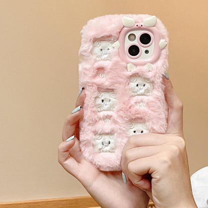 Cute Little Pig Embroidered Plush Protective Cover Compatible for iPhone