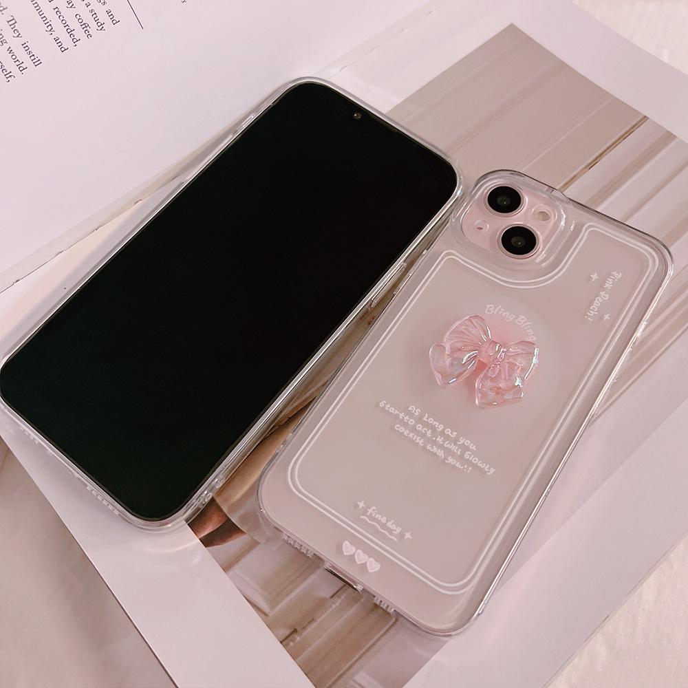 Stereoscopic Crystal Bowknot Silicone Phone Case Compatible for iPhone