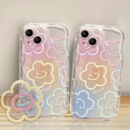 Smiling Face Flower Phone Case With Holder Compatible for iPhone