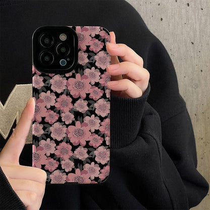 Full Pink Flower Phone Case Compatible for iPhone