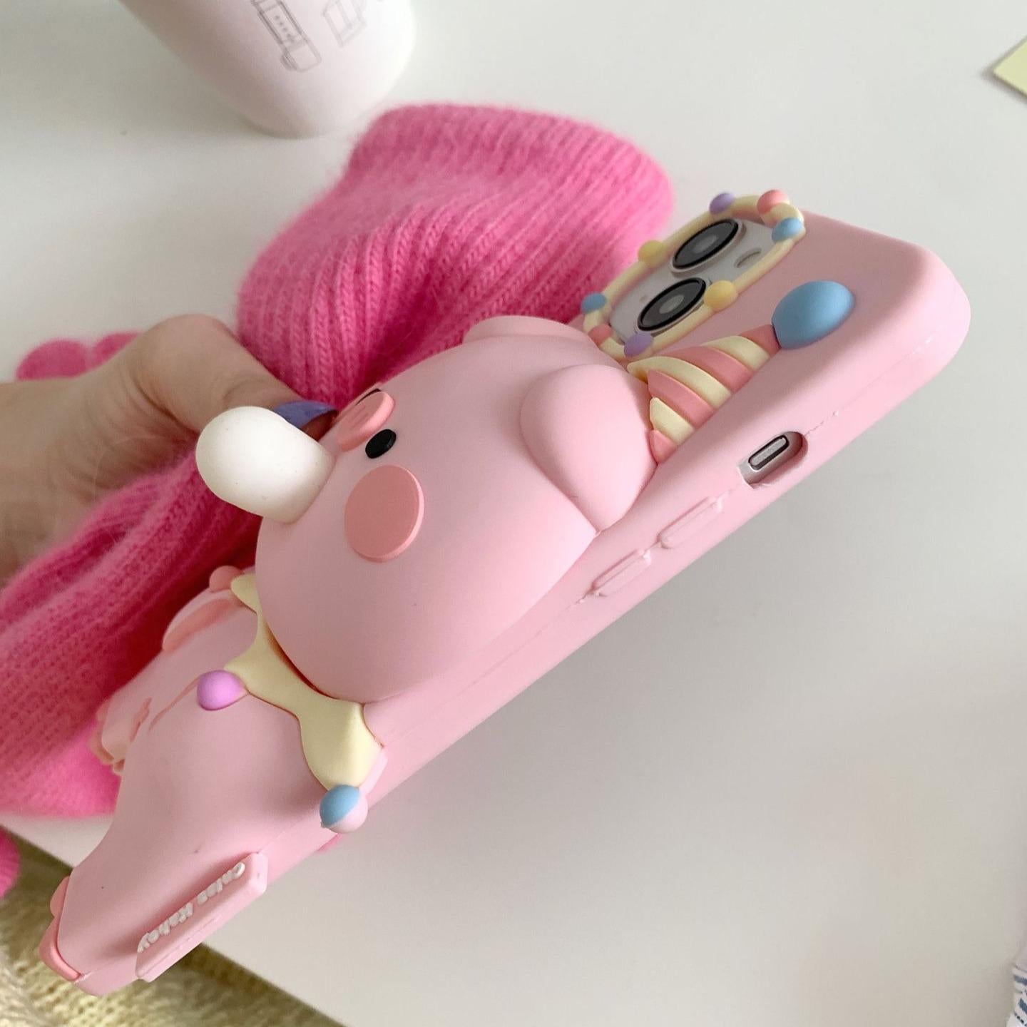 Silicone Bubble Blowing Piglet Phone Case Compatible for iPhone