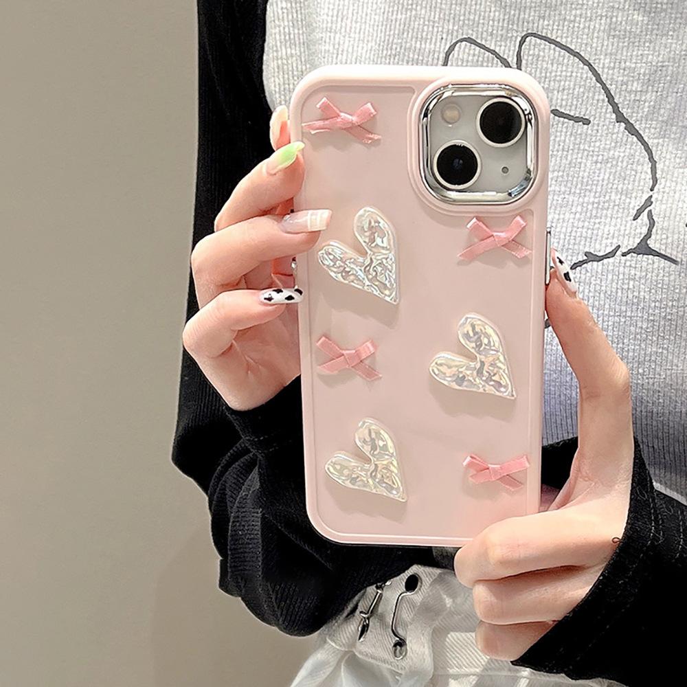 Pink Love Bow Phone Case Compatible for iPhone