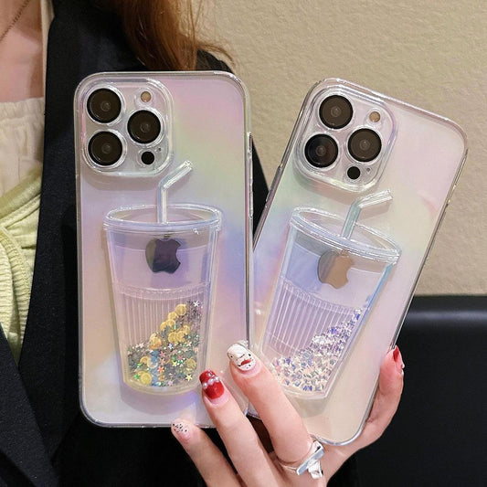 3D Bling Sparkle Plating Juice Bottle Phone Case