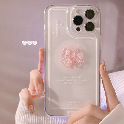 Stereoscopic Crystal Bowknot Silicone Phone Case Compatible for iPhone